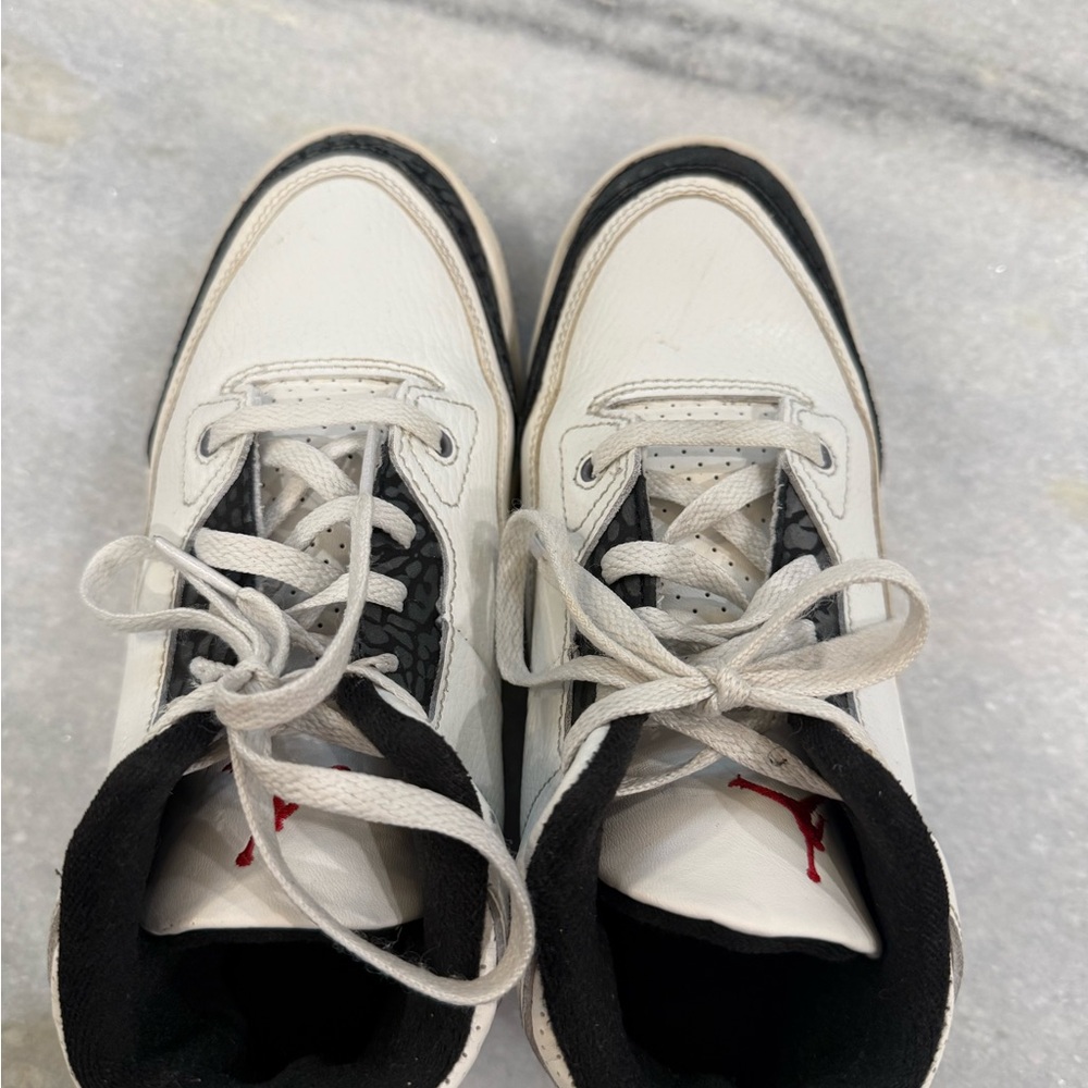 Jordan Kids White and Black Leather Sneakers - Picture 3 of 4